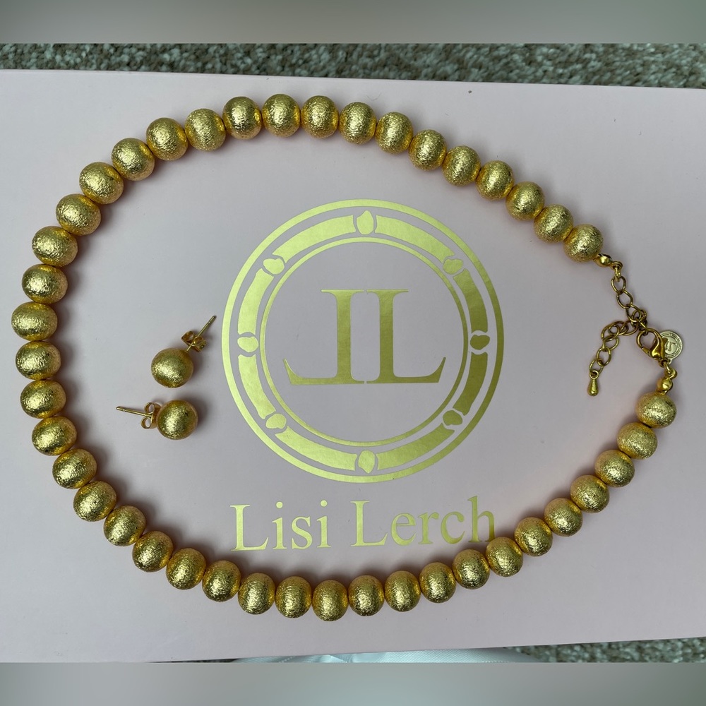 Like New Lisi Lerch Gold Bead Jewelry Set